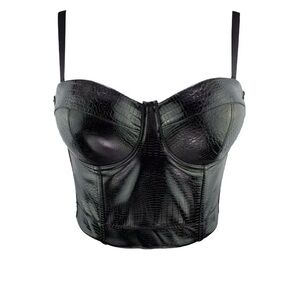 Say What? Black Croc-Embossed Crop Top